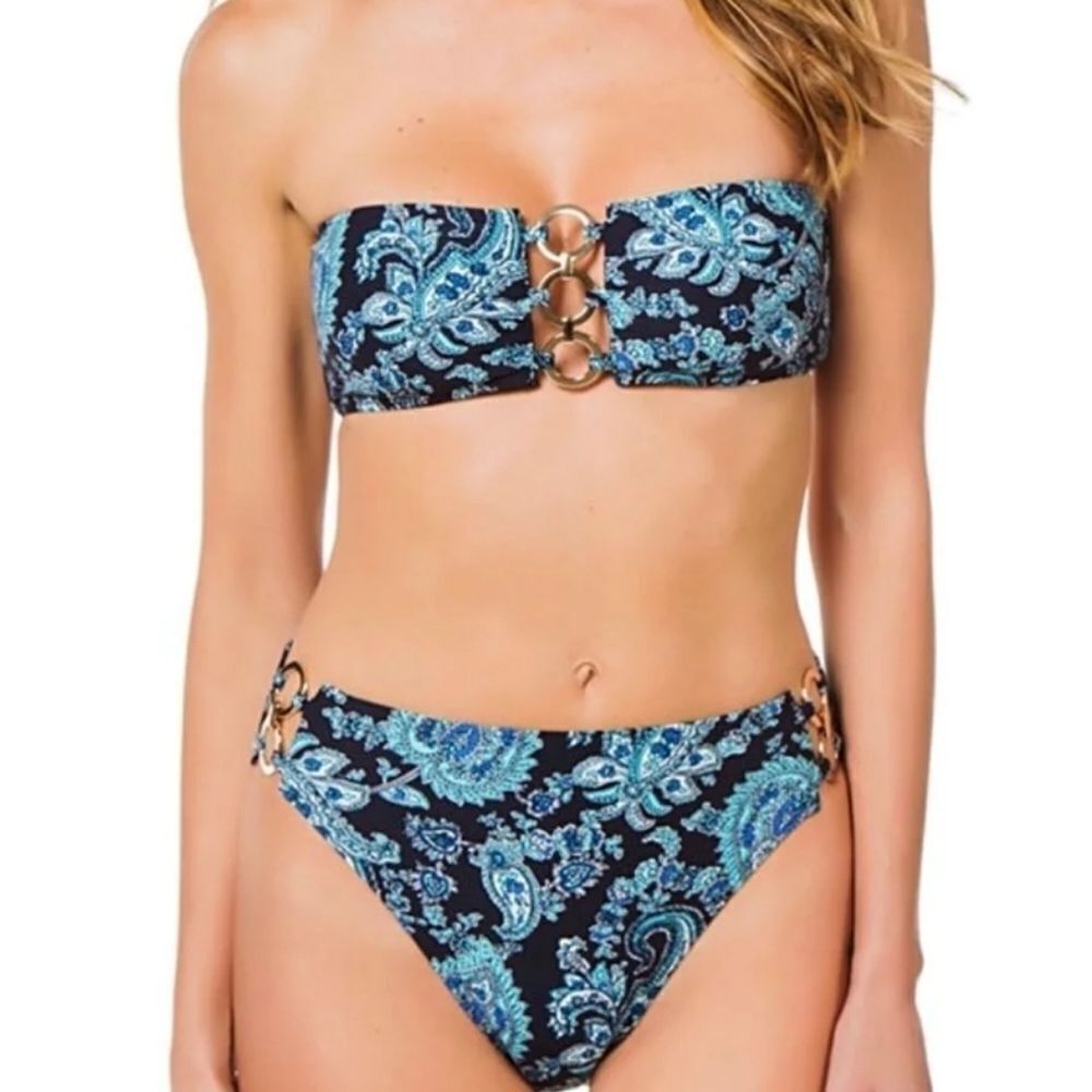 Michael Michael Kors Bandeau Bikini Sweetheart Paisley 2 Piece Set Size